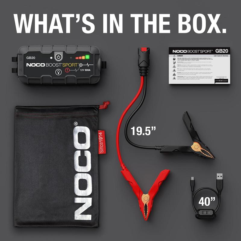 Jump Starter NOCO Boost Sport GB20 500A 12V de lítio preto